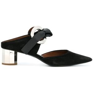 PROENZA SCHOULER black suede block heel glass mule leather shoe heels